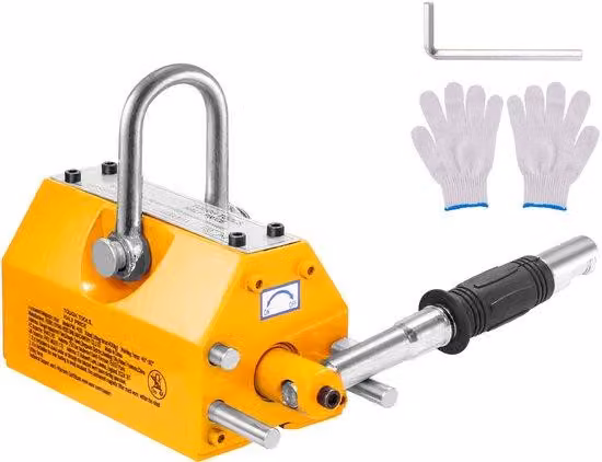 Dispositivo di sollevamento magnetico, capacità 100 kg - fattore di sicurezza 2,5 - magnete al neodimio e acciaio - magnete permanente, ideale per gru e sollevatori da officina