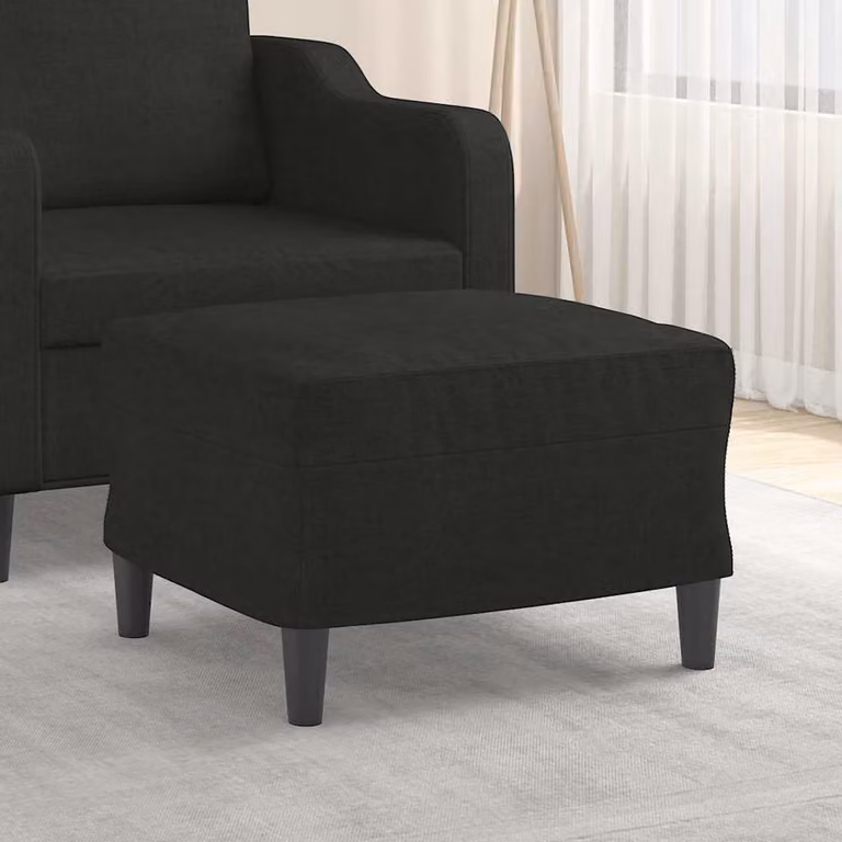 Poggiapiedi vidaXL Nero in Tessuto e Legno L: 60 cm, P: 50 cm, H: 41 cm