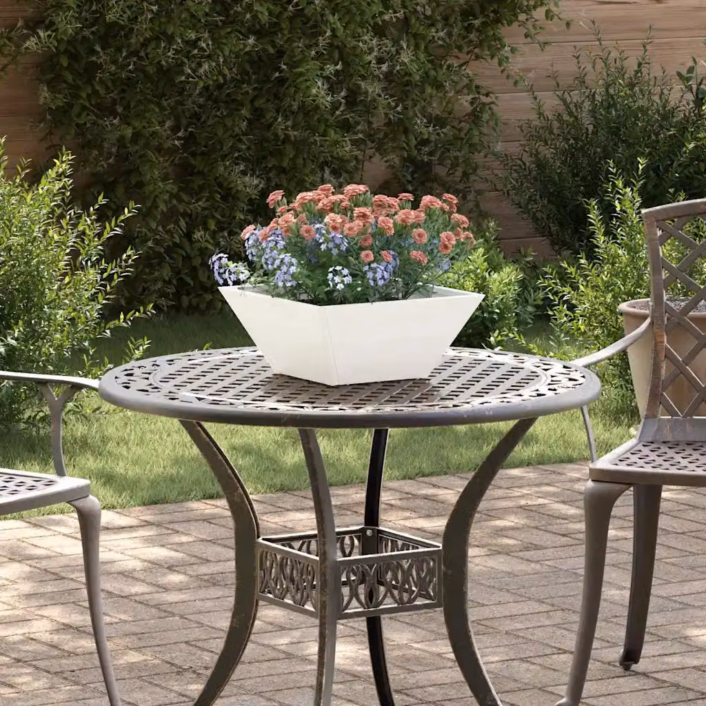 vidaXL Vaso da giardino in acciaio Bianco L 35 x P 35 x H 15 cm