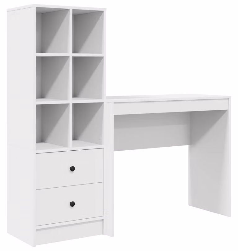 Scrivania con cassetto con lo scaffale 2 pcs Bianco
