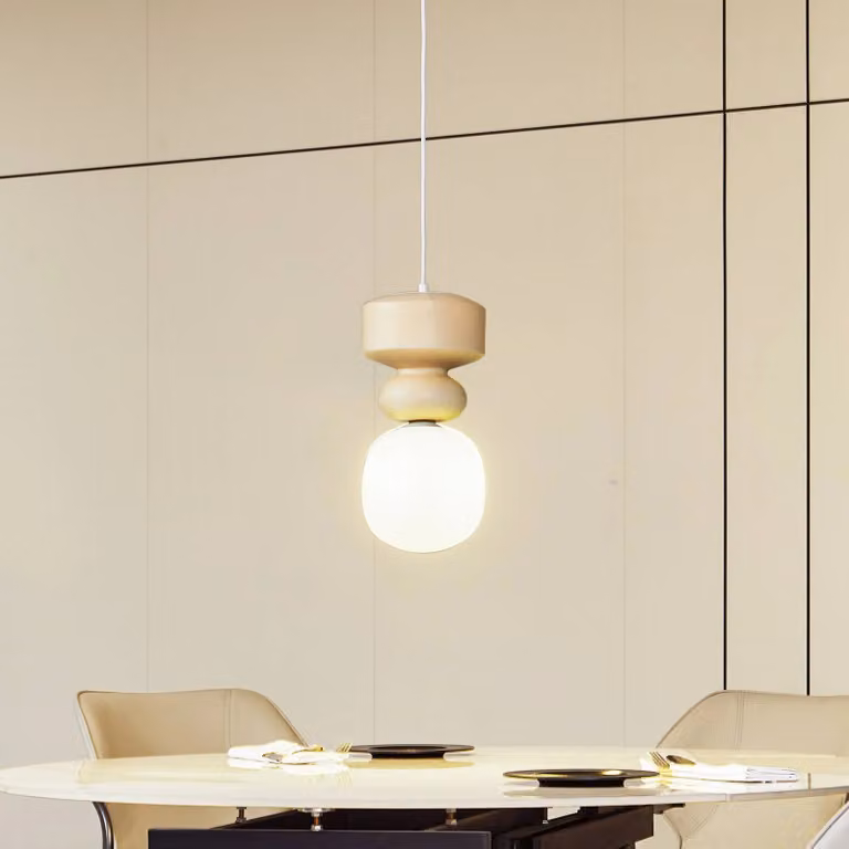 Lampada a sospensione Fidelo Lucande, dimmerabile, Bianco / Opale, Soggiorno / Sala da pranzo, Ceramica, Scandinavo, Lampada a sospensione
