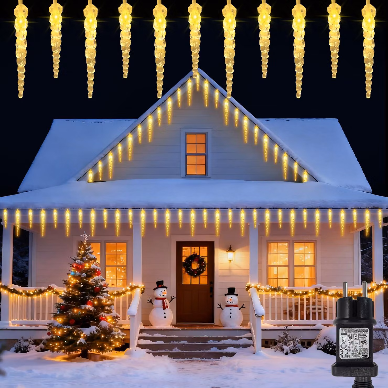 Catena luminosa a forma di fiocchi di neve, 4 metri, 40 LED, luce bianco caldo, 8 modalità, timer, grado di protezione IP44