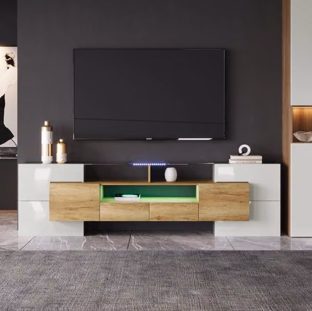 Mobile TV 200 cm con LED; 6 ante; 2 cassetti e 3 vani; MDF
