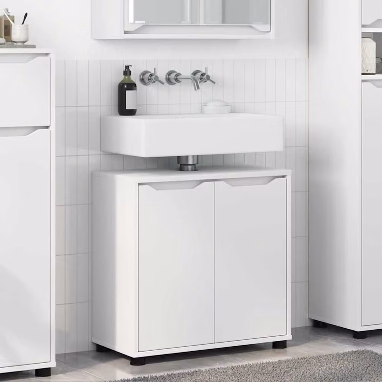 Mobile per lavabo da bagno vidaXL Bianco con ante a battente e ripiani interni L/P/H: 60 x 30 x 60 cm