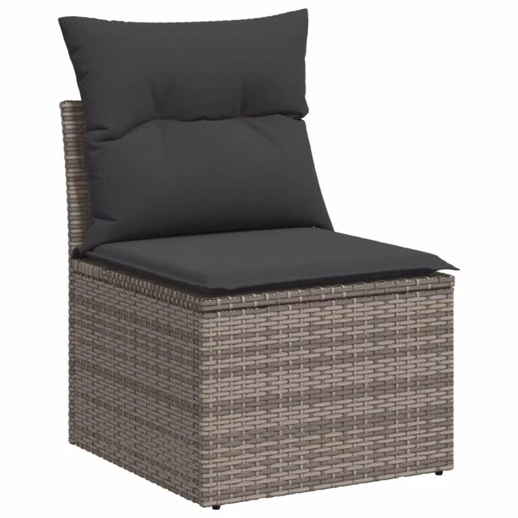 vidaXL Set di divani da giardino 11 pezzi con cuscini in polirattan grigio