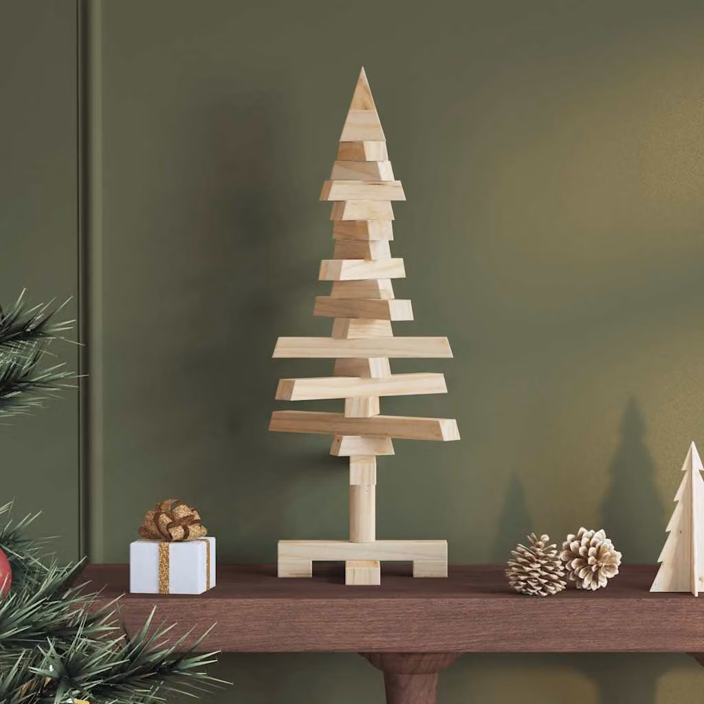 Albero di Natale decorativo da tavolo vidaXL in legno marrone e beige, Altezza: 60 cm