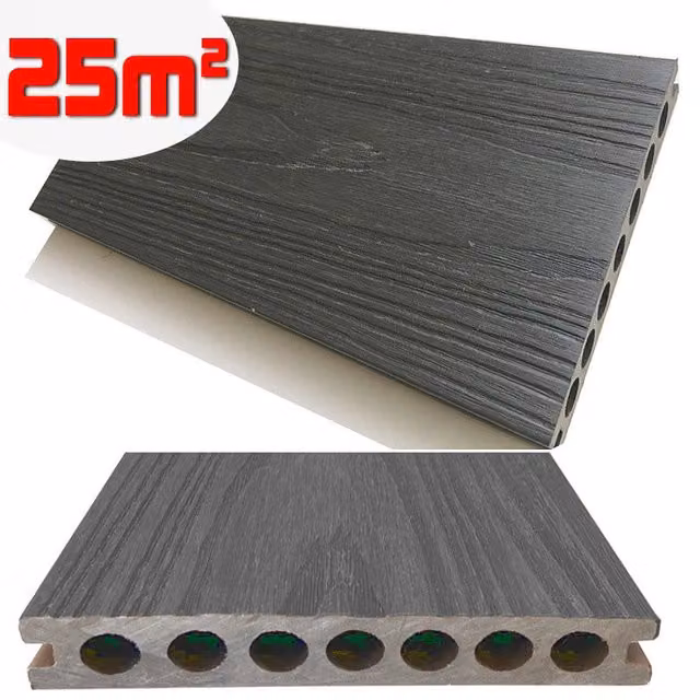 Listone WPC 3D SUPRAM HD per pavimentazione decking co-estruso colore Grigio effetto legno L: 220 cm, P: 13,8 cm, H: 2,2 cm – 1