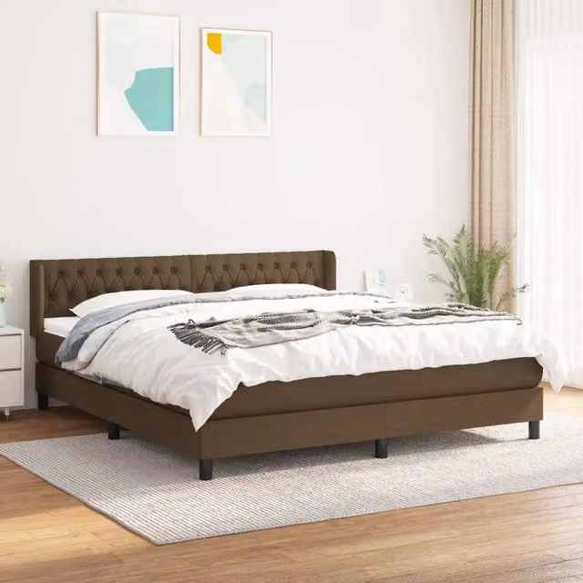 Letto Ibrido vidaXL con Giroletto a Molle e Materasso, Marrone e Bianco, L/P/H: 180 x 200 x 88 cm – 1