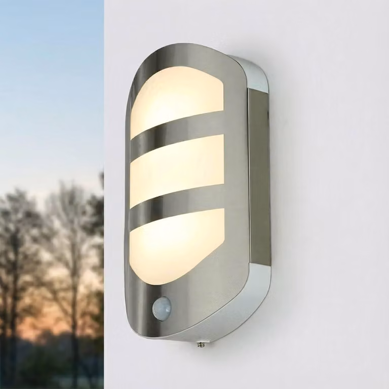 Lampada da parete a LED con sensore di movimento, acciaio inossidabile, 28,3 cm, 600 lumen