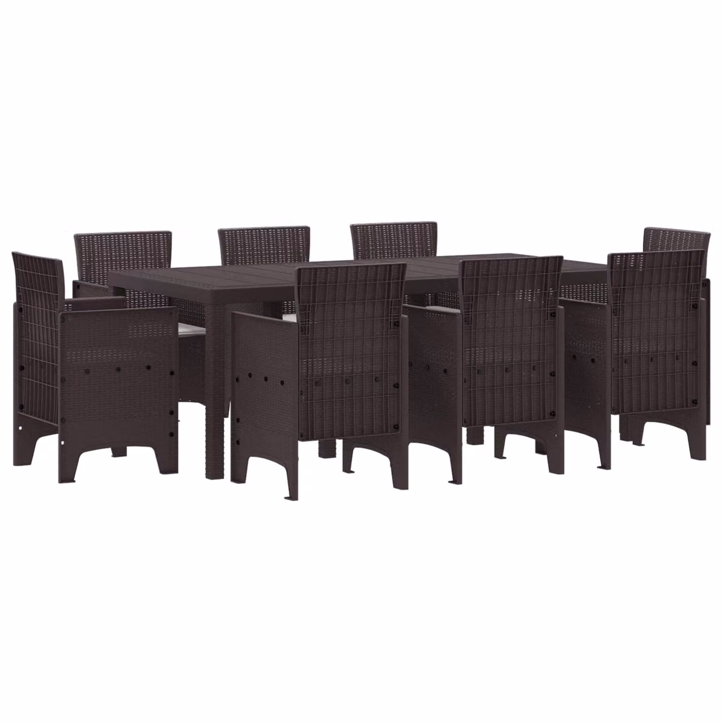 vidaXL Set da Pranzo per Giardino 9 pz Marrone Polipropilene