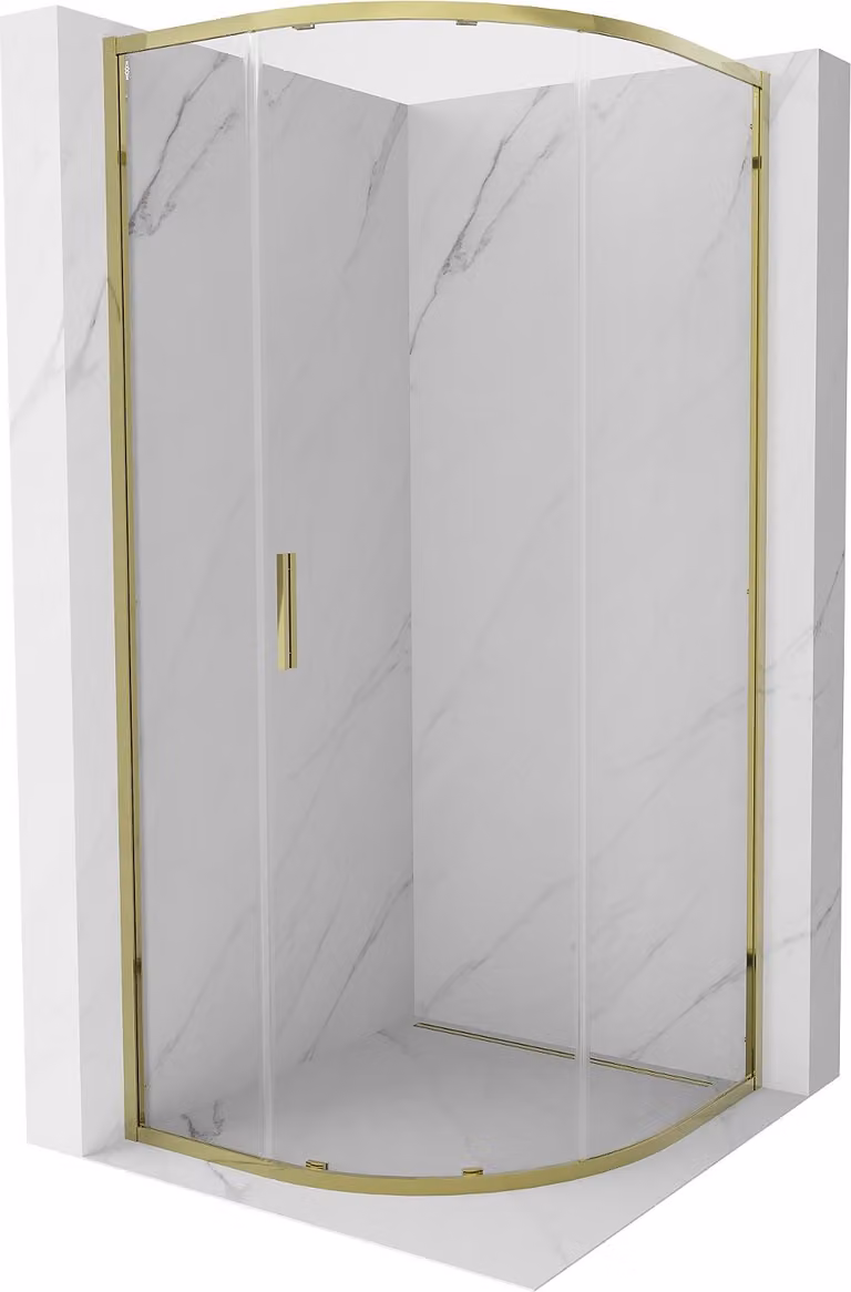 Mexen Exo cabina doccia semicircolare scorrevole 70 x 70 cm, trasparente, oro - 8131-070-070-50-00