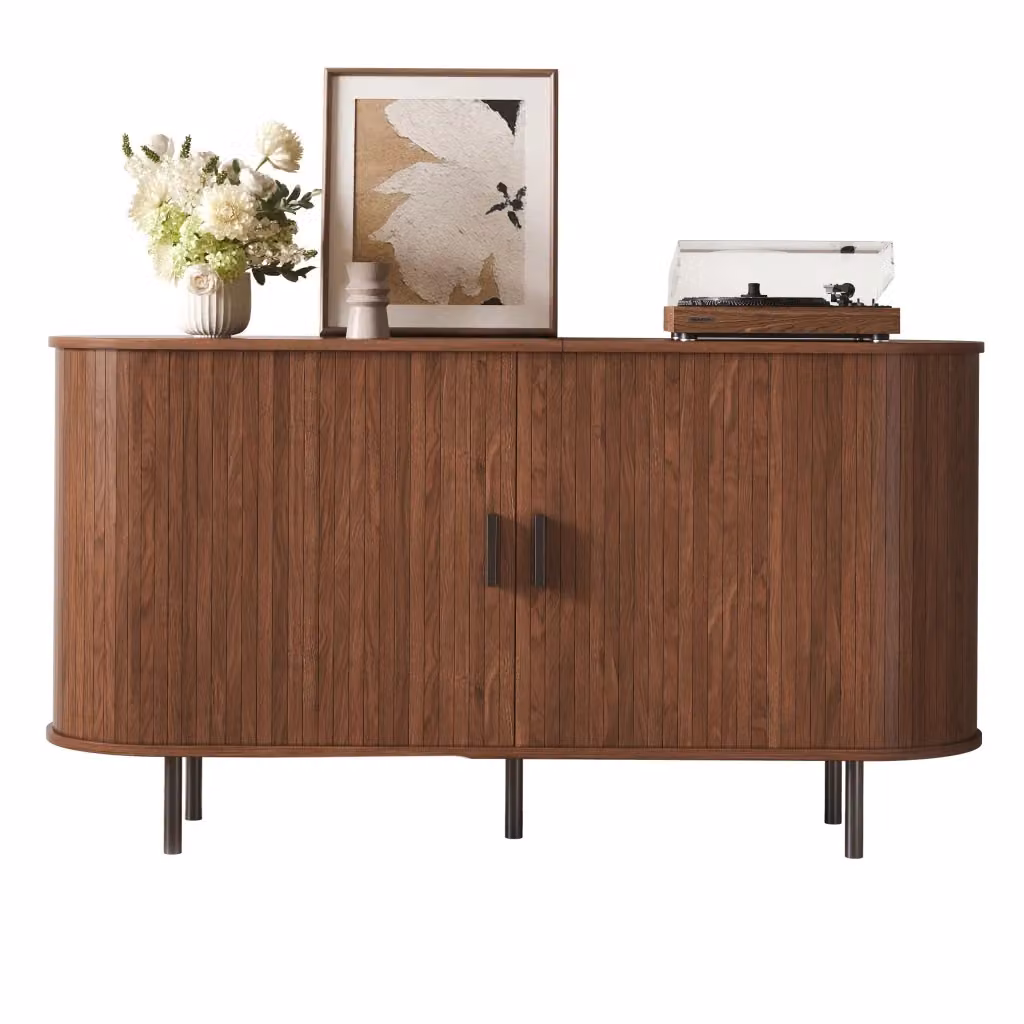 Consolle Minimal MY Rovere nero con 4 scomparti e 2 ante scorrevoli, L/P/H: 120 x 40 x 85 cm – 2