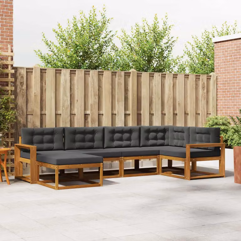 Set di divani da esterno vidaXL 6 pz in legno di acacia con cuscini beige e antracite