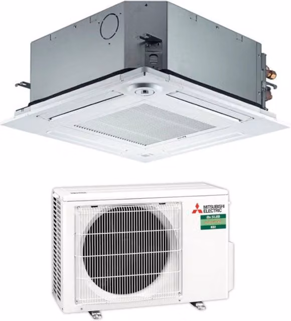 Climatizzatore Condizionatore Mitsubishi Electric Inverter Cassetta SLZ-M35FA da 12000 Btu con Wi-Fi Opzionale, Telecomando e Griglia Inclusi, Colore Bianco