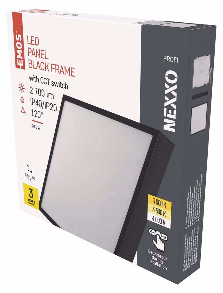 EMOS Apparecchio LED NEXXO nero, 30 x 30 cm, 28,5 W, bianco caldo/neutro, ZM6353