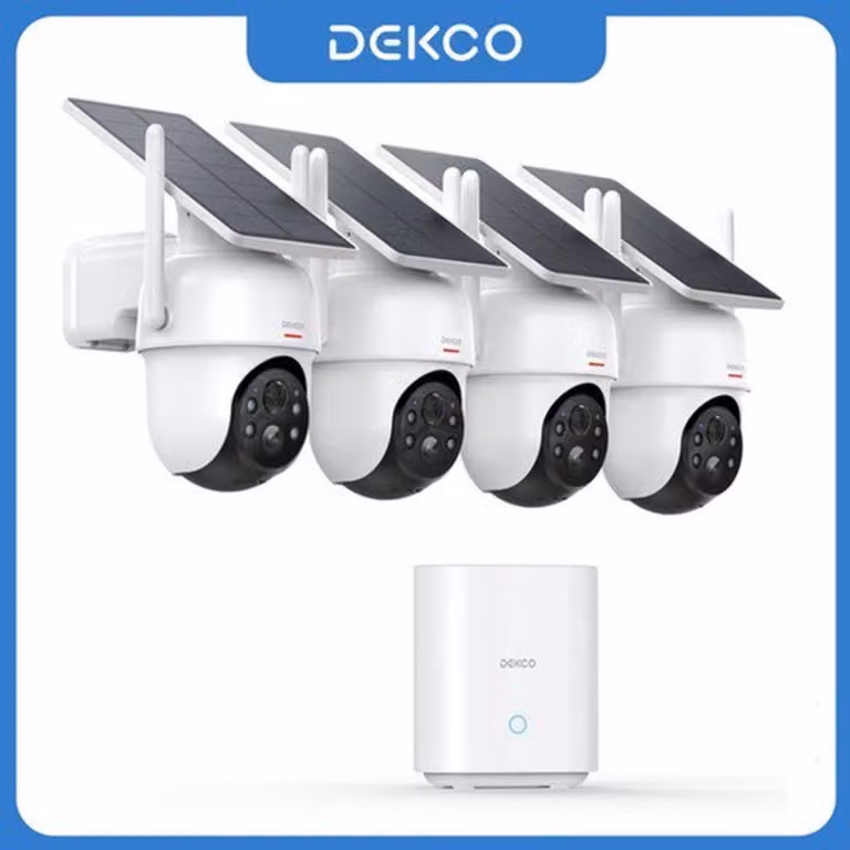 Sistema di telecamere di sicurezza - Kit solare wireless - 4 pezzi - Telecamera PTZ Wi-Fi da 3MP