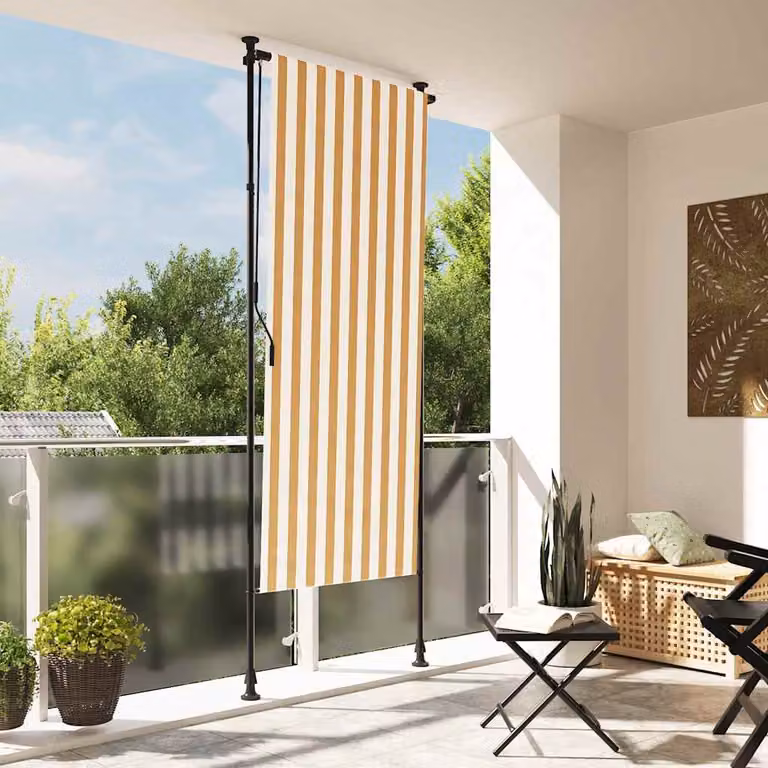 Tenda a Rullo Esterna vidaXL in Poliestere e Acciaio, Arancio e Bianca, L: 100 cm, H: 270 cm