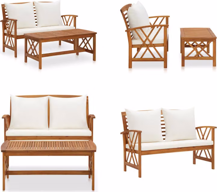 vidaXL set salotto da giardino 2 pezzi con cuscini in legno massiccio di acacia - Set di mobili da giardino - Set di mobili da giardino - Set di mobili da giardino - Set da giardino