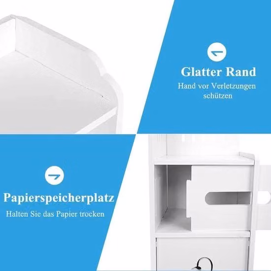 Cassettone da soffitto per bagno con contenitore per carta igienica - Cassetta da bagno a colonne - Cassetta da bagno con lavabo - Dimensioni: 22 x 20 x 120 cm.