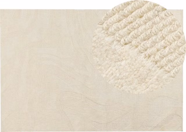 Tappeto Beliani in lana e poliestere con motivi astratti e design minimalista, colore beige, L: 200 cm x P: 300 cm