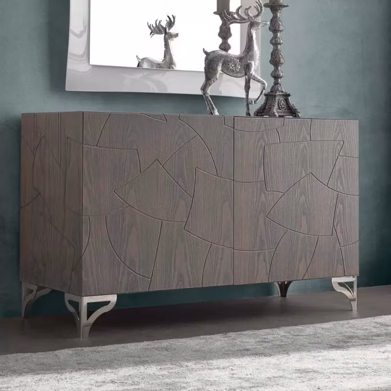 Madia contemporanea con 2 ante in legno massello e gambe in acciaio Mobili 2G L/P/H: 120 x 45 x 73 cm – 2