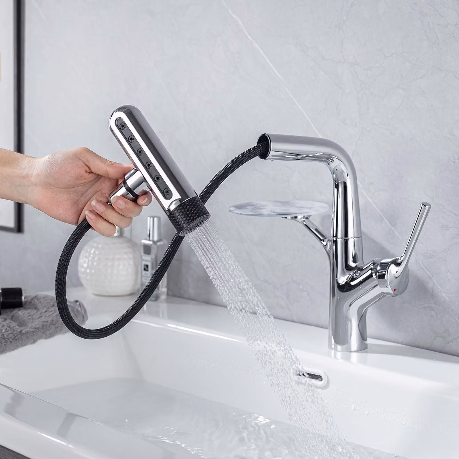 Miscelatore da bagno estraibile con 6 getti
