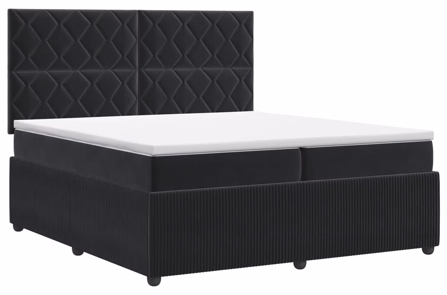 Letto a molle con materasso nero 200 x 200 cm in velluto