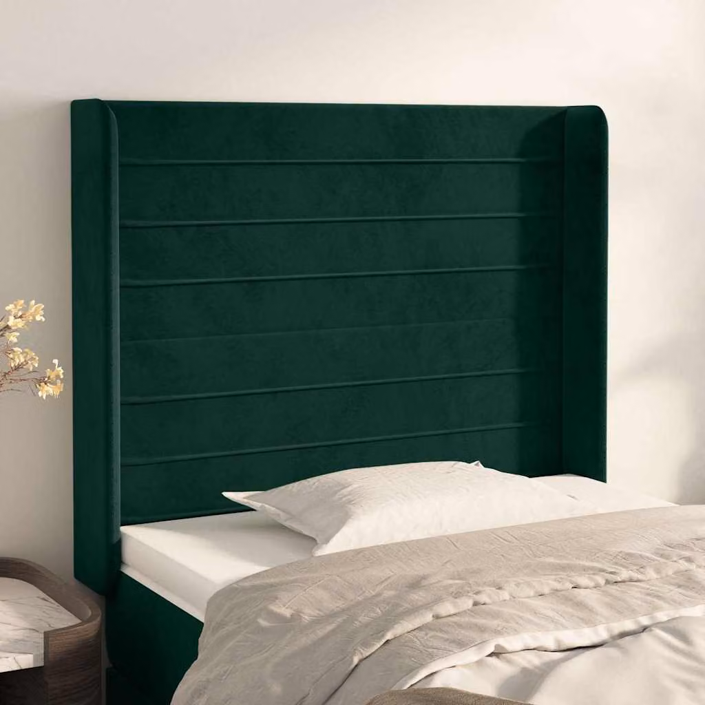 Testiera ad orecchio vidaXL in velluto verde scuro L: 103 cm, P: 16 cm, H: 118-128 cm