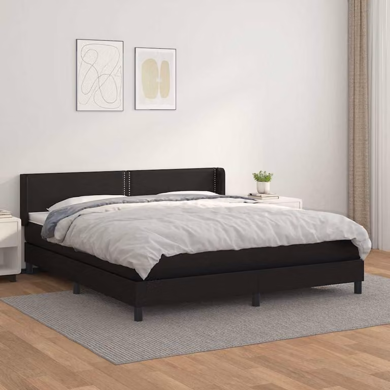 vidaXL Giroletto a Molle con Materasso Nero in Similpelle L/P: 180 x 200 cm