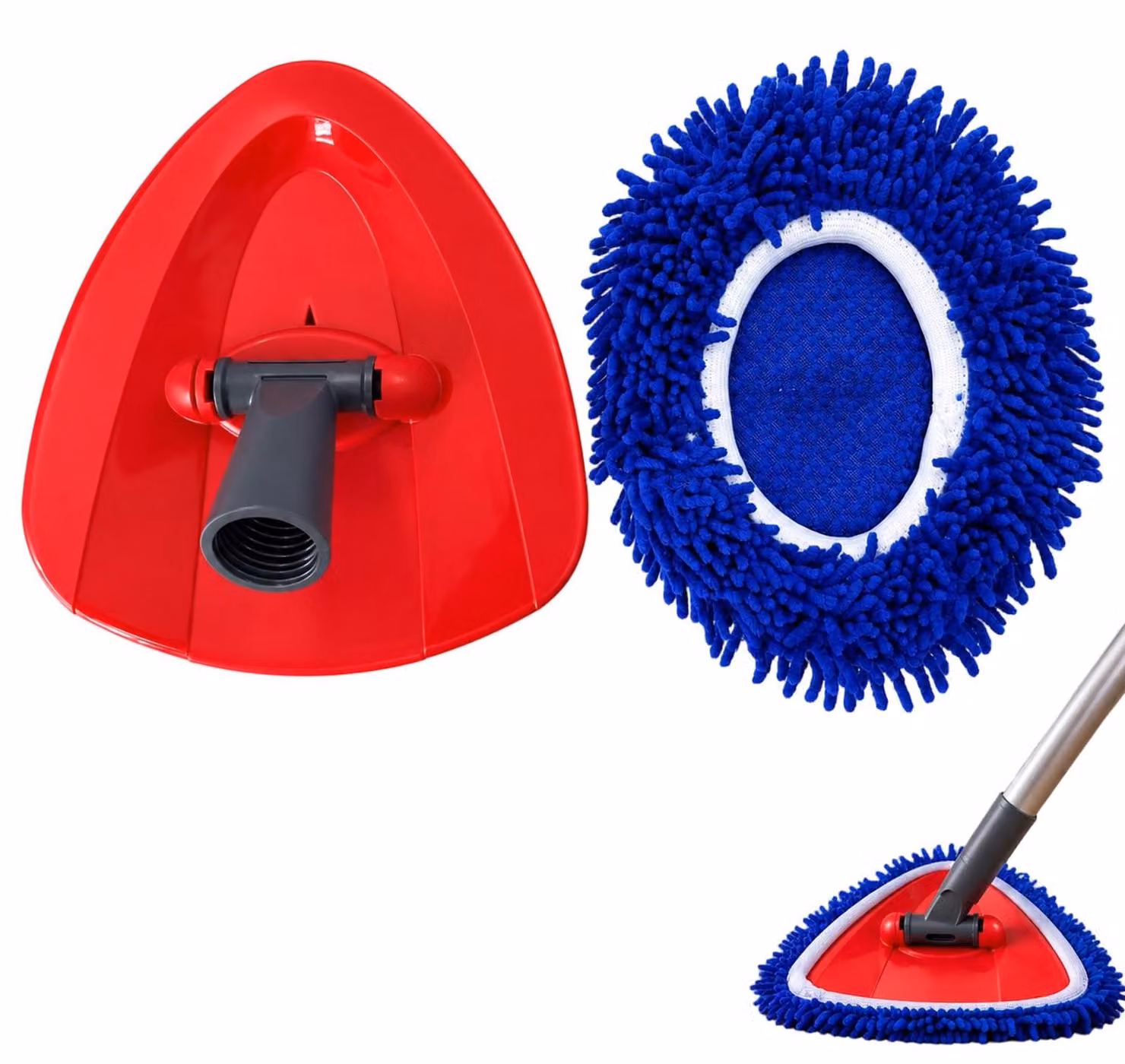 Testina di ricambio per mop rotante, colore blu, base in plastica, confezione da 1 pezzo