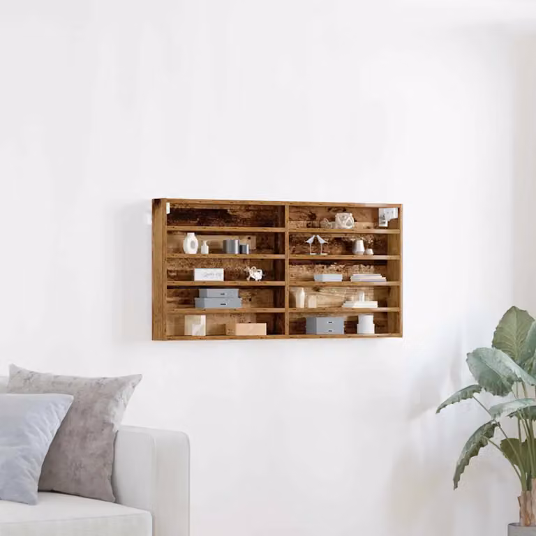 Vetrina da parete vidaXL in legno effetto antico marrone con ripiani interni L: 100 cm, P: 8,5 cm, H: 50 cm