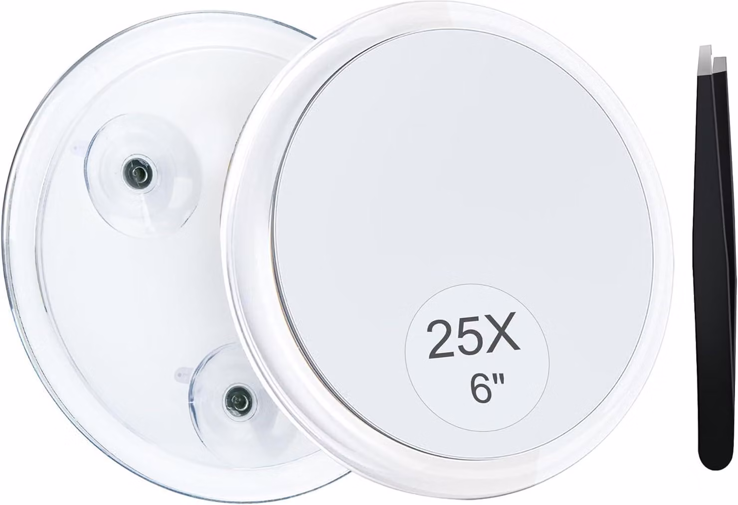 Specchio ingrandente 25x, con ventosa, diametro 15 cm, ideale per il trucco e per i viaggi