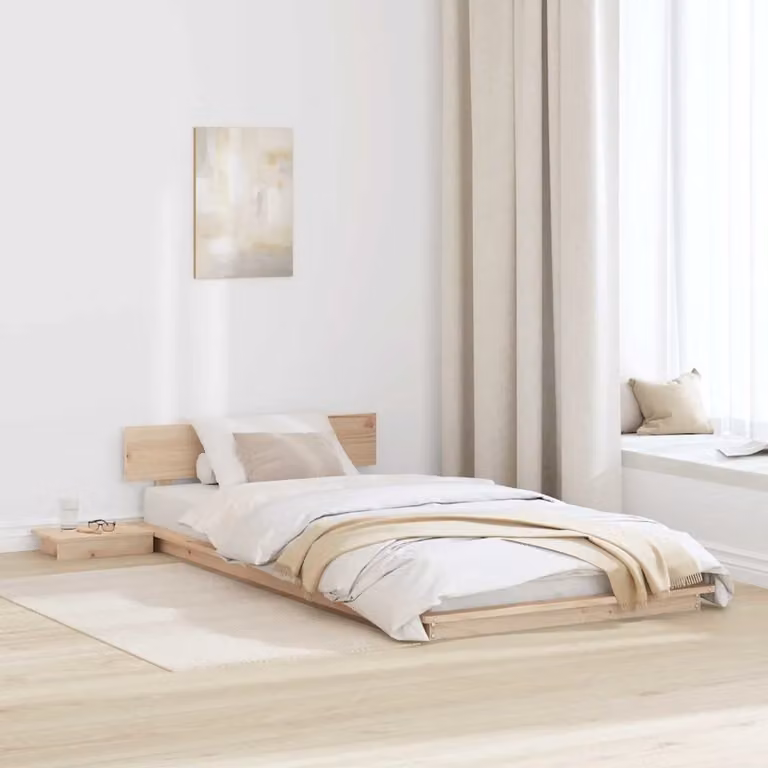 Struttura del letto moderna in legno di pino vidaXL, colore marrone, L 75 cm x P 190 cm