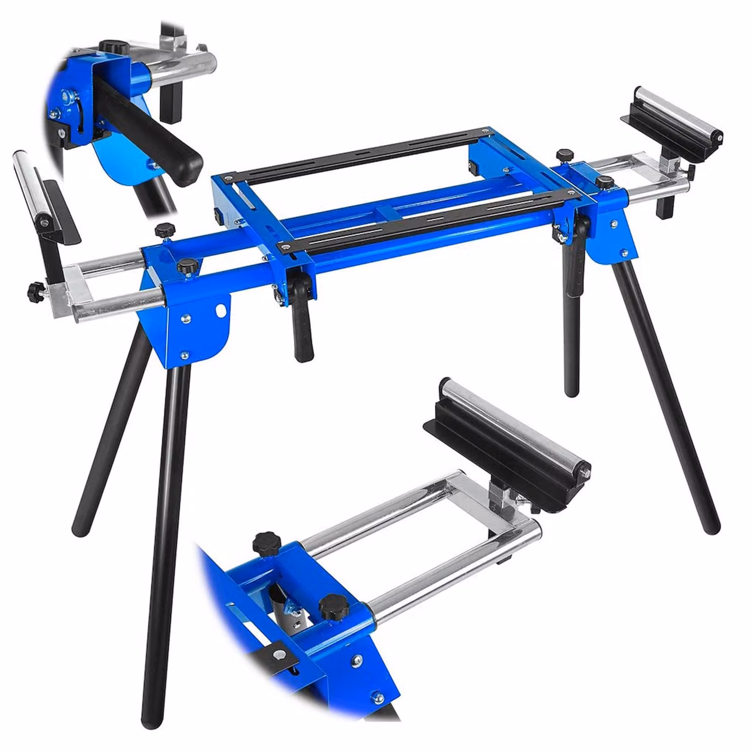 Banco da lavoro per sega circolare 200 kg 1000–1650 × 580 × 810–910 mm, Geko