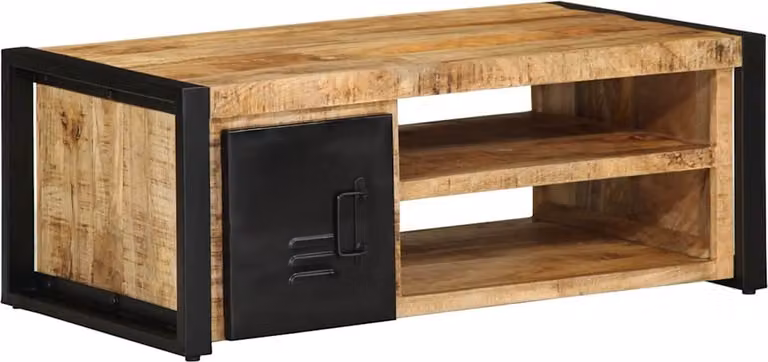 Tavolino da Salotto 90x50x36 cm Legno Massello di Mango Grezzo