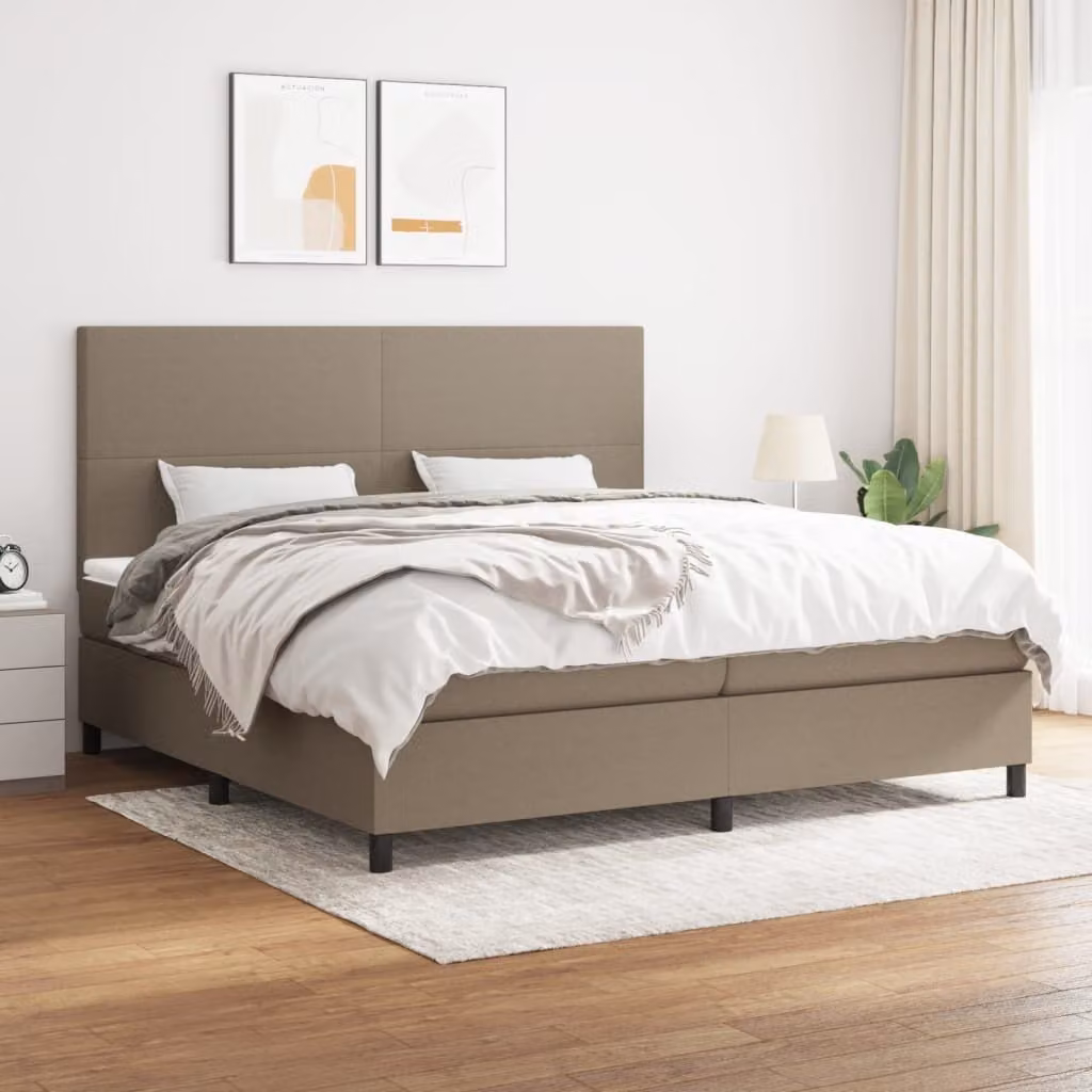 Maison Exclusive - Giroletto a Molle con Materasso Tortora 200x200 cm in Tessuto
