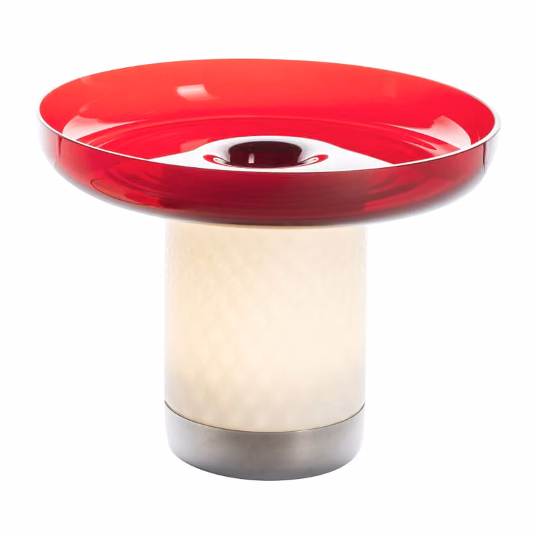 Artemide Lampada da tavolo di design Bontà, dimmerabile, Rosso, Soggiorno / Sala da pranzo, Vetro, Design, Lampada da tavolo