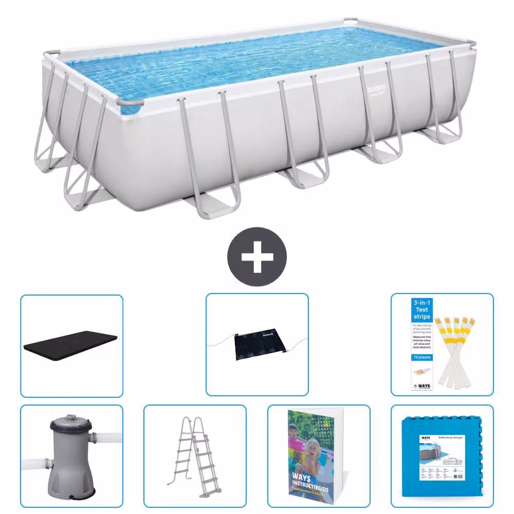 Bestway Power Steel, piscina rettangolare - 488x244x122 cm - composta da 6 parti, modello S621