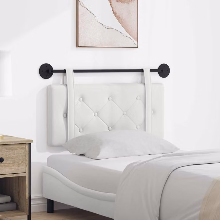 Testiera per letto sospesa vidaXL in similpelle bianca con design minimalista