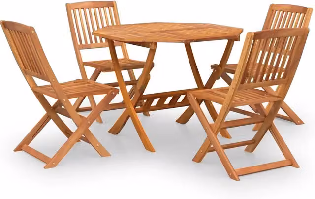 Set da Pranzo per Giardino 5 pz | Set Salotto da Giardino in Legno Massello di Acacia