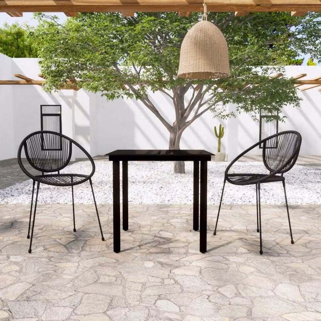 Maison Exclusive - Set da pranzo da giardino 3 pezzi nero