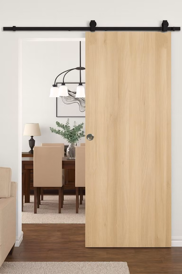 Porta scorrevole in rovere miele H204 x L73 cm, binario con rotelle, conchiglie grandi per GD MENUISERIES