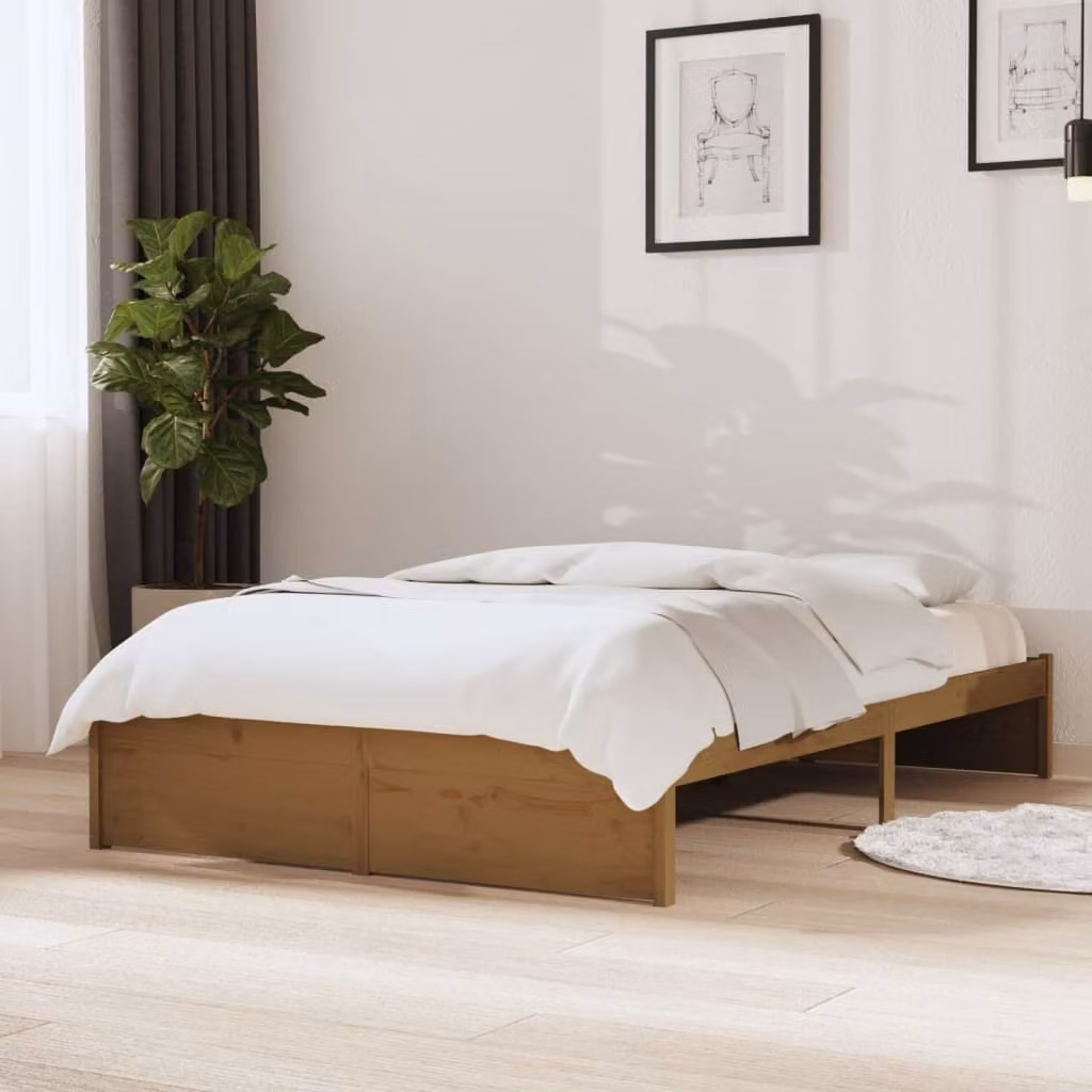 The Living Store Letto in legno massiccio marrone miele 120x190 cm