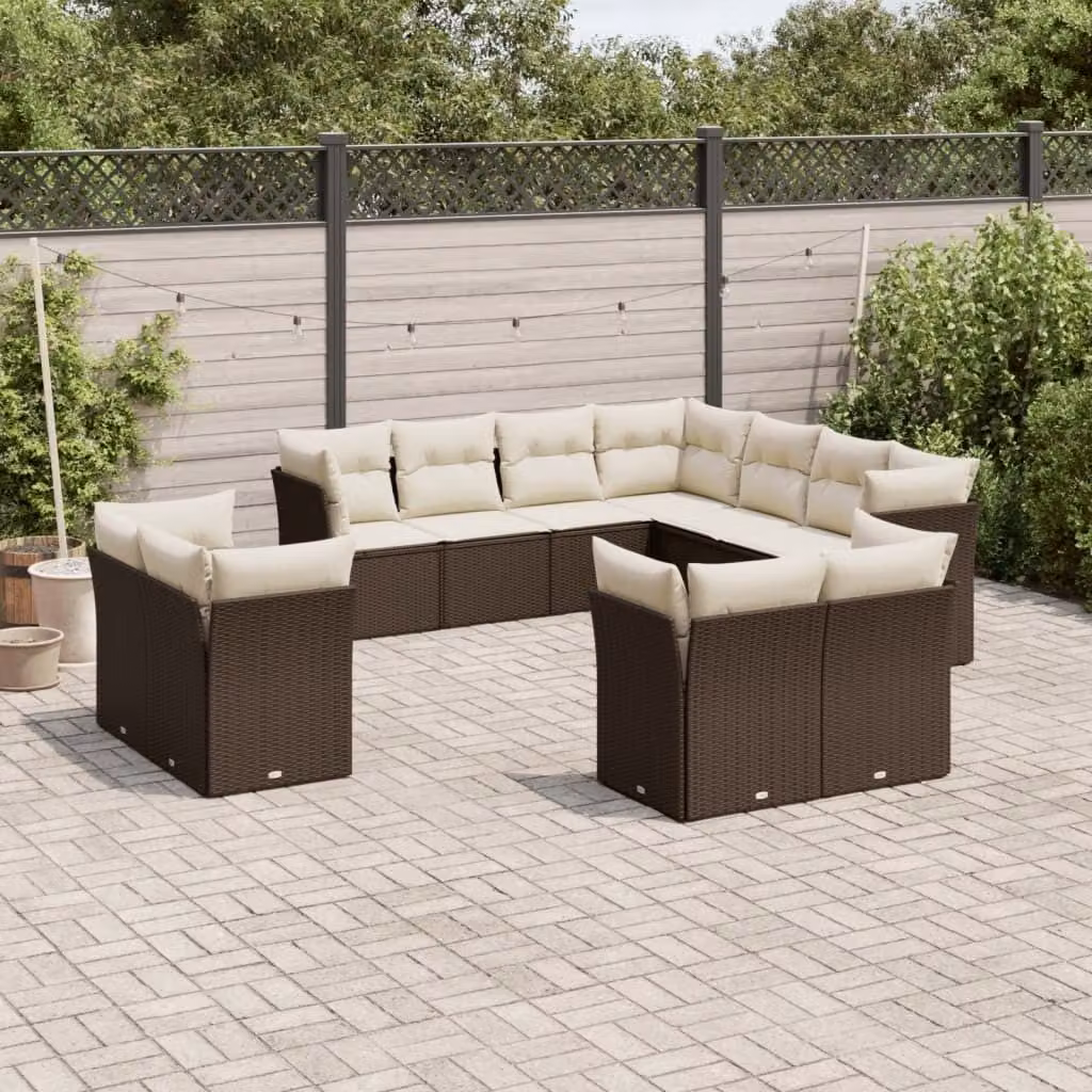 Maison Exclusive - Set Divani da Giardino 11 pz con Cuscini Polyrattan Marrone