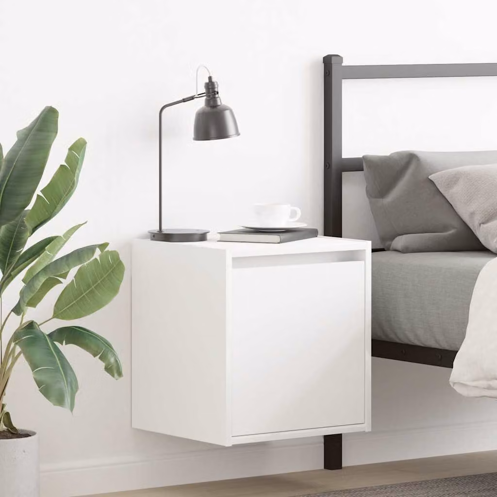 Set di 2 comodini da muro vidaXL bianchi L/P/H: 38 x 34 x 40 cm