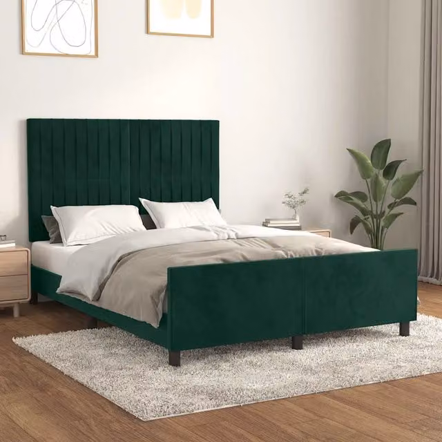 Giroletto senza materasso vidaXL in velluto verde scuro L/P/H: 140 x 190 x 128 cm – 1