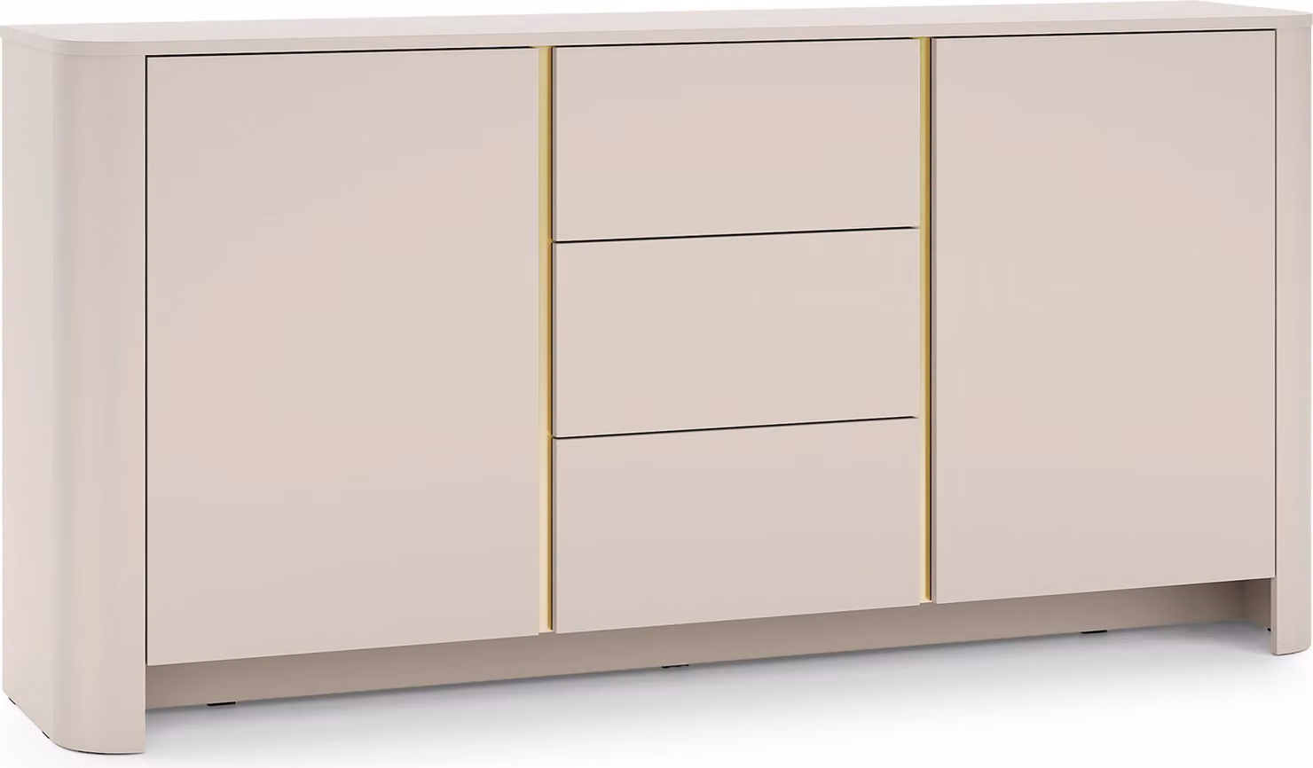 Masseno cassettiera AVORIO 168 cm credenza con 3 cassetti e 2 ante per soggiorno camera da letto moderna 168x39x84 cm cashmere / cashmere