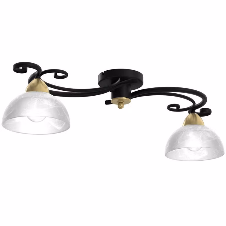 Lampada da soffitto decorativa nera 2 paralumi in vetro Aurora 2xE27 15W Luminex