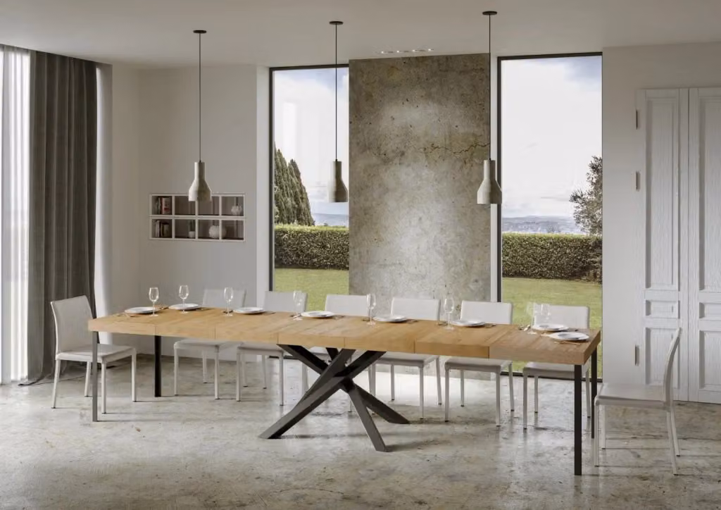 Tavolo allungabile Itamoby Volta Premium in finitura quercia natura con telaio antracite L/P: 160 x 90 cm, estensibile fino a 420 cm – 2