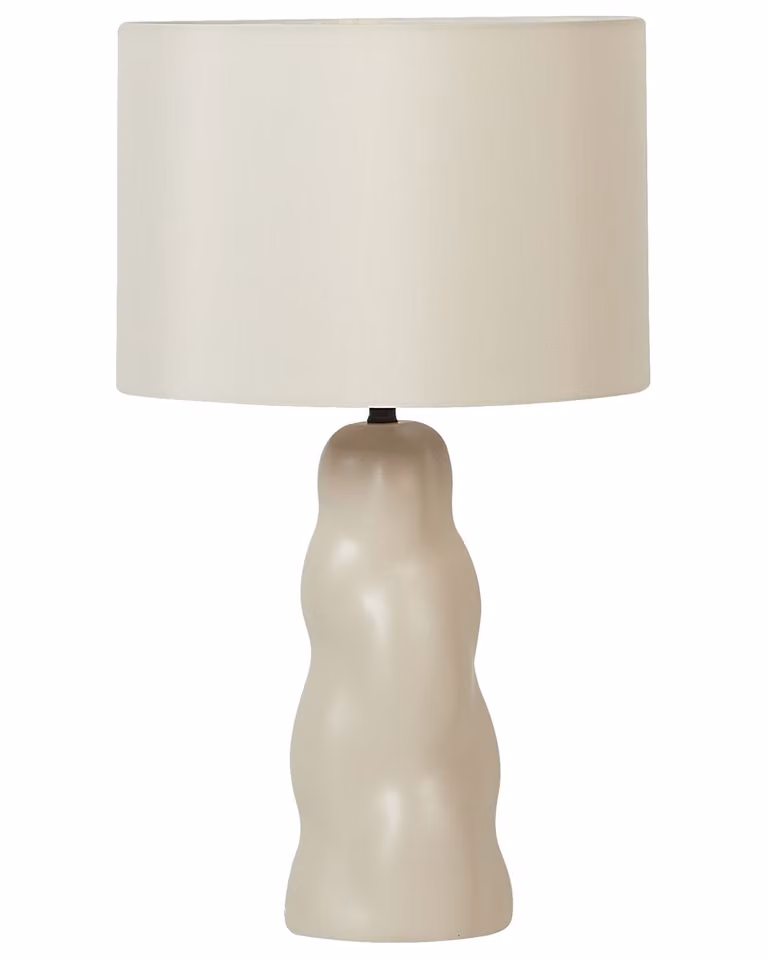 BELIANI Lampada da tavolo in Vetroceramica beige 30 x 30 x 51 cm paralume beige comodino soggiorno camera da letto illuminazione moderna minimalista